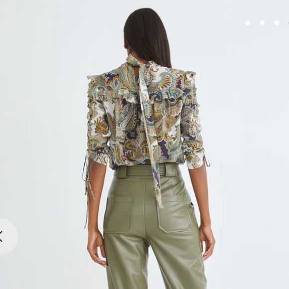 NWT VERONICA BEARD HOWELL BLOUSE ARMY MULTI - Picture 4 of 16